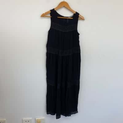 Katies Black Lace Tiered Dress Size 8