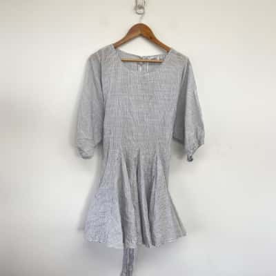 Piper Black Striped Short Sleeve Mini Dress Size 14 