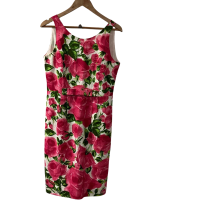 Phase Eight Women's Size M Sleeveless Midi Dress- Floral - Pink / Green  / White 