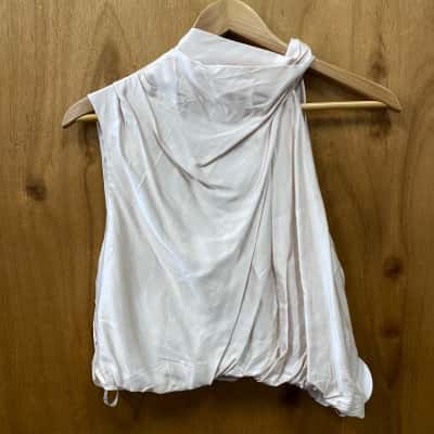 Sheike Cream Asymmetrical Cowl-Neck Top Size 14
