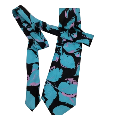  David Firenza Mens Silk Tie Black  / Blue Made in Italy