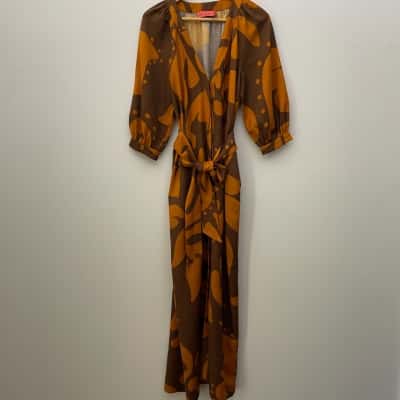 Manning Cartell Womens  Size 6 Cadaques Maxi Dress - Brown / Orange Floral Print - linen blend