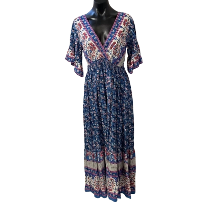 Rusttydustty Womens  Size M Babydoll Dress Blue / Floral 