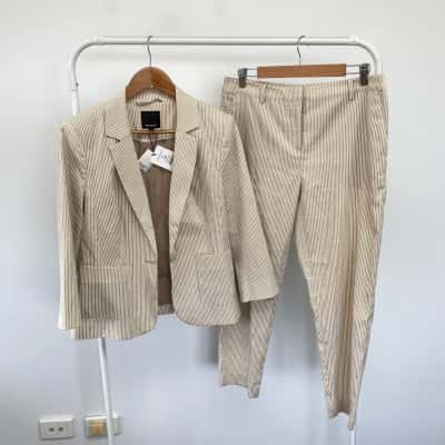 Marcs Stone Stripe Mackenzie Blazer Jacket And Pants Set  Size 14 