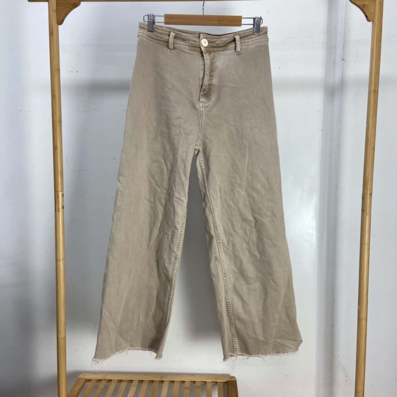 Ghanda Womens Size 14 Beige Marine Cut Straight Jeans (s)