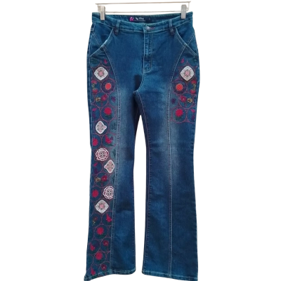 Womens Embroidered Jeans Size L