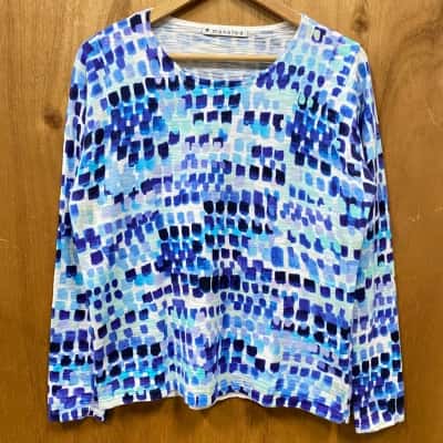 Mansted Blue Abstract Patterned Top Size M