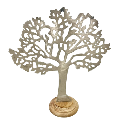 Rustic Metal Tree of Life Wooden Base 