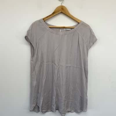 Country Road Grey SHort Sleeve Blouse Top  Size L 