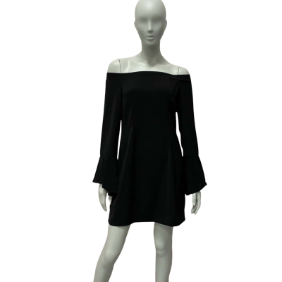 Evie Womens  Size 10 Cocktail Dress / Long Sleeve Dress / Off The Shoulder Dress / Party Dress Black  