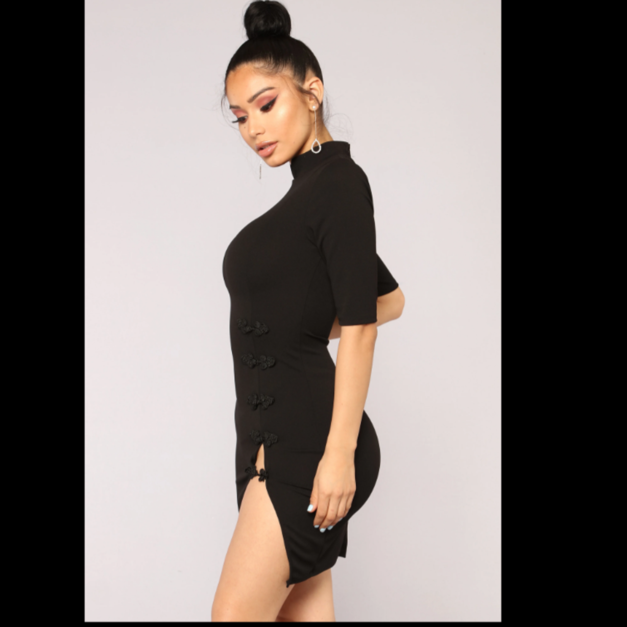 kiko dress fashion nova Fashion Nova Women's Black Stretch Kiko High Side Slit Dress Size M