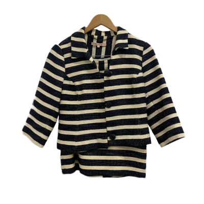 Review Womens  Size 8 Blazer Beige / Navy Blue / Striped 