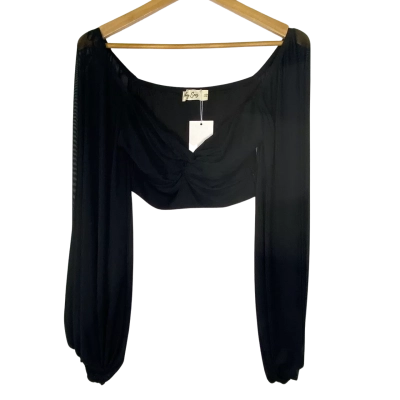 Ruby Sees Womens  Size 12 Cropped Top / Long Sleeve Top Black  
