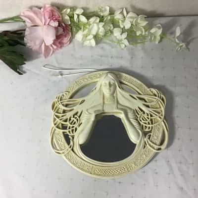 Vintage Art Nouveau Lady Round Wall Mirror