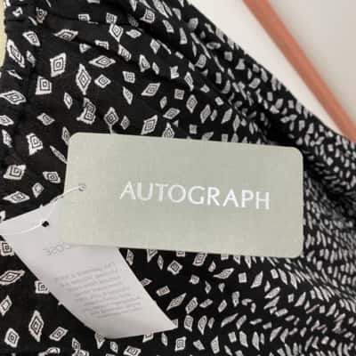 Autograph Womens  Size 18 Blouse / Long Sleeve Top Black  / Pattern / White 