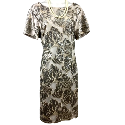 Liz Jordan Fleur Sequin Dress - Gunmetal Size 18