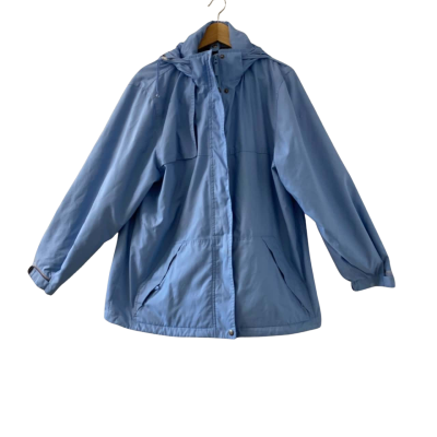 Original Driza-Bone Outerwear Women's Size 16 Light Blue, Hooded, Full-Zip Weatherproof Jacket