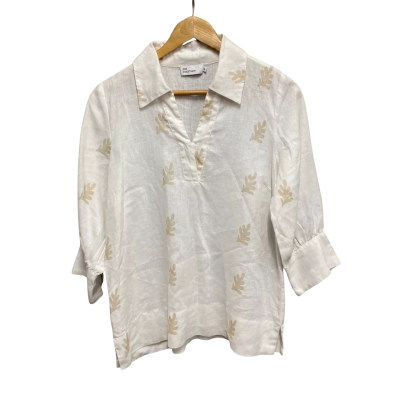 Zoe Kratzmann Womens  Size 0 Linen 3/4 Sleeve Shirt White 