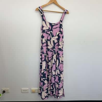 Mister Zimi Blue Purple Pattern SLeeveless Maxi Dress  Size 10 