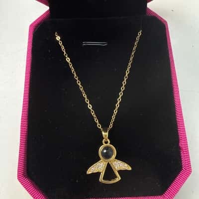Stainless steel gold plated Angel necklace 