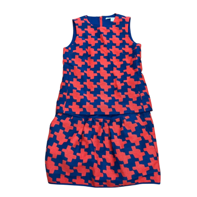 Diane Von Furstenberg Plaid 2 Piece Dress Size 4 Blue / Orange 