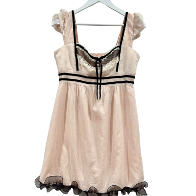 Kitten D’Amour Pink Black Lace Detail Size 10