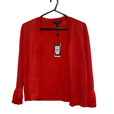 Maggie T Womens  Size XS 3/4 Ruffle Sleeve Cardi Red 