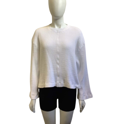 Nude Lucy Womens  Size M Textured Flare Sleeve Top White