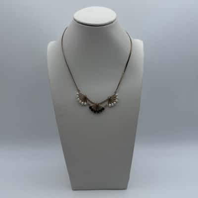 Ladies Gold Tone Statement Fan Necklace (40cm)