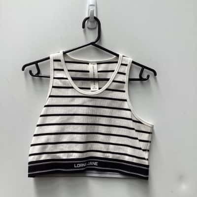Lorna Jane Womens  Size XL Bralette Black  / Striped / White 