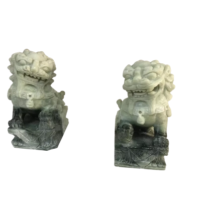 Green Patterned Foo Dogs as pictured Approx 6.5 x 20cm