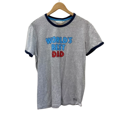 Peter Alexander Mens  Size M Pyjama Top Grey World's Best Dad