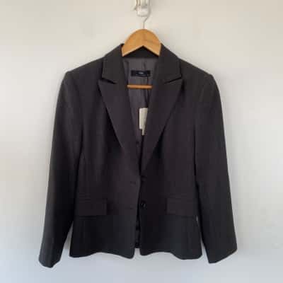 Cue Black Grey Blazer Size 10 