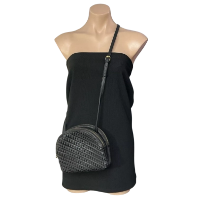 Blue Illusion Womens Black Woven Cross Body Bag 