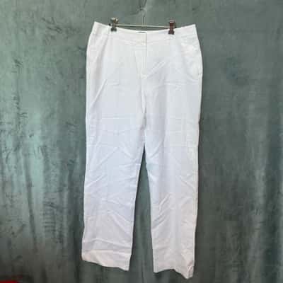 David Lawrence Womens Straight Leg Pants Cream Size 14