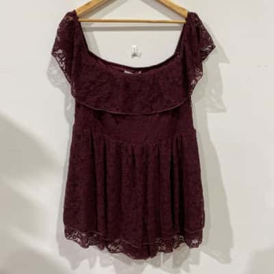 You & All Lace Playsuit Womens  Size 14 Red RRP$69.99