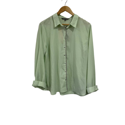 Liz Jordan Womens  Size 18 Long Sleeve ‘Constance’ gree plain shirt  