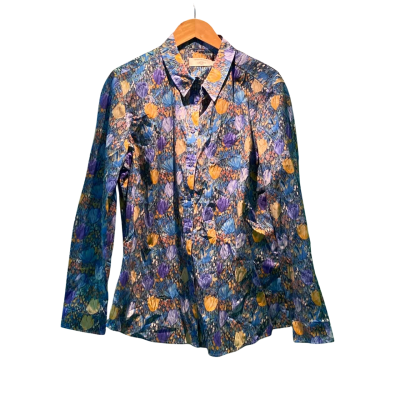 Sportscraft Womens  Size 16 Long Sleeve Shirt Blue / Floral / Purple / Yellow 