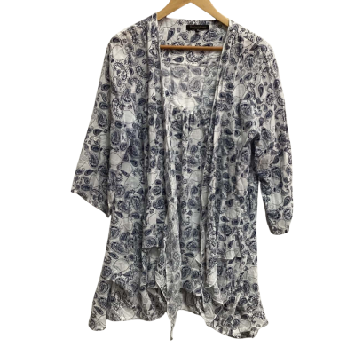 Caroline Morgan Womens  Size 16 Long Sleeve Top Blue / White (d)