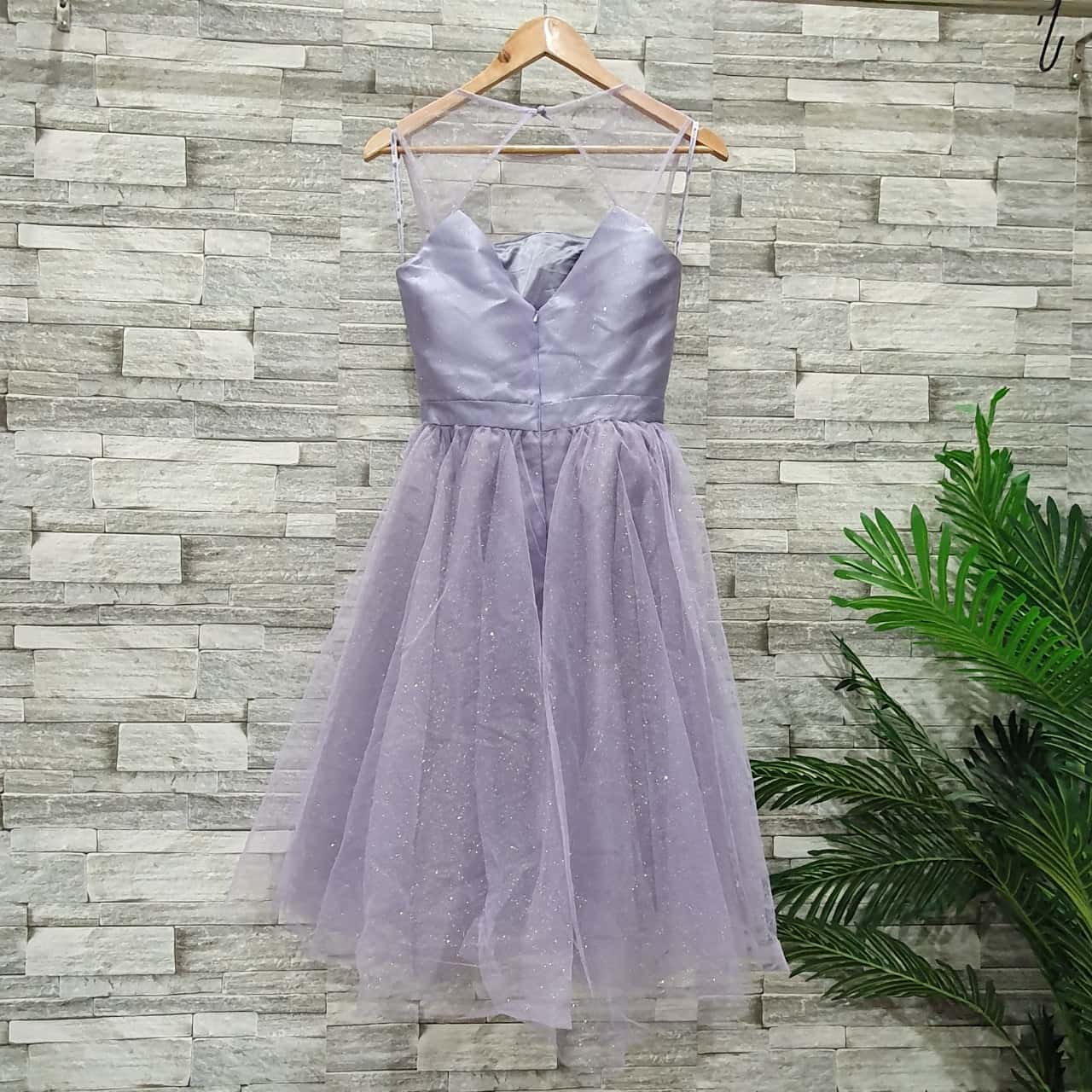 Chi Chi London Womens Size 8 Babydoll Glittered Dress Purple (s)