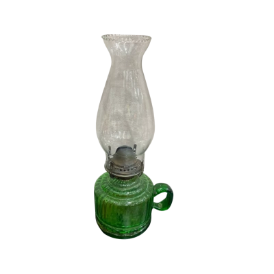 Vintage Emerald Green Glass Kerosene Finger Lamp