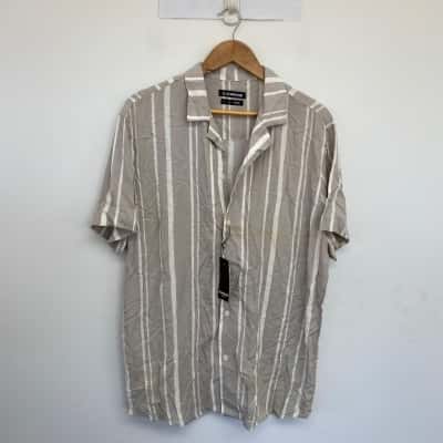Connor Sand Striped Beckett Shirt  Size L 