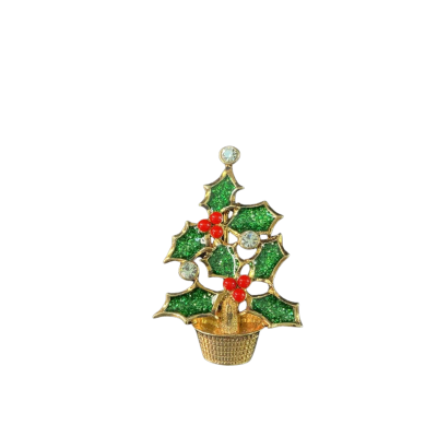 Avon Womens Vintage Nina Ricci Christmas Brooch Gold / Green / Red 