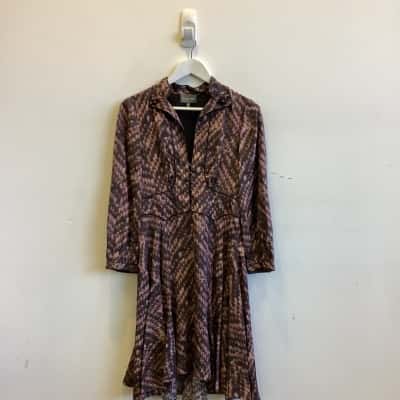 Zac Posen Womens Size 8 Long Sleeve Dress  Midi Dress Party Dress Pattern