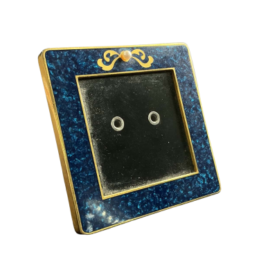Mikimoto sapphire blue photo frame with cultured Pearl detail