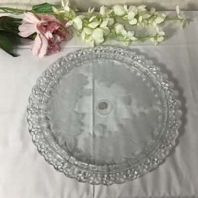 Soga Japan Clear / Frosted Roses Pattern Glass Round Cake Plate