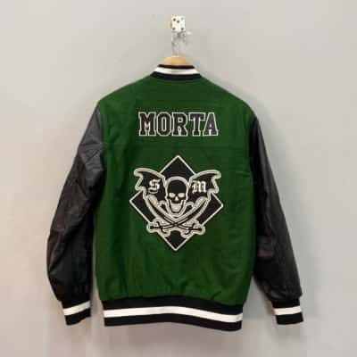Saint Morta “Graveyard” Mens  Size S Wool blend Bomber Black  / Green (Back is shown)