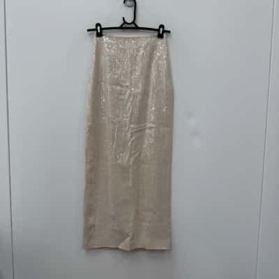 Witchery Sequin Linen Column Skirt - Size 4 