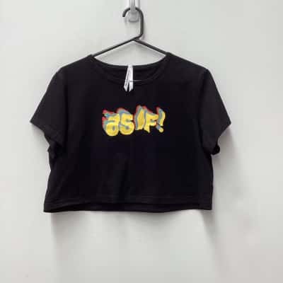 Black Friday Womens  Size 14 Black  with Pattern ASIF Crop T Shirt