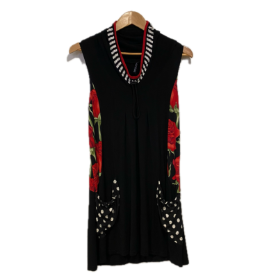 David Pond Womens Dress Size 10 Black  / Red / White 